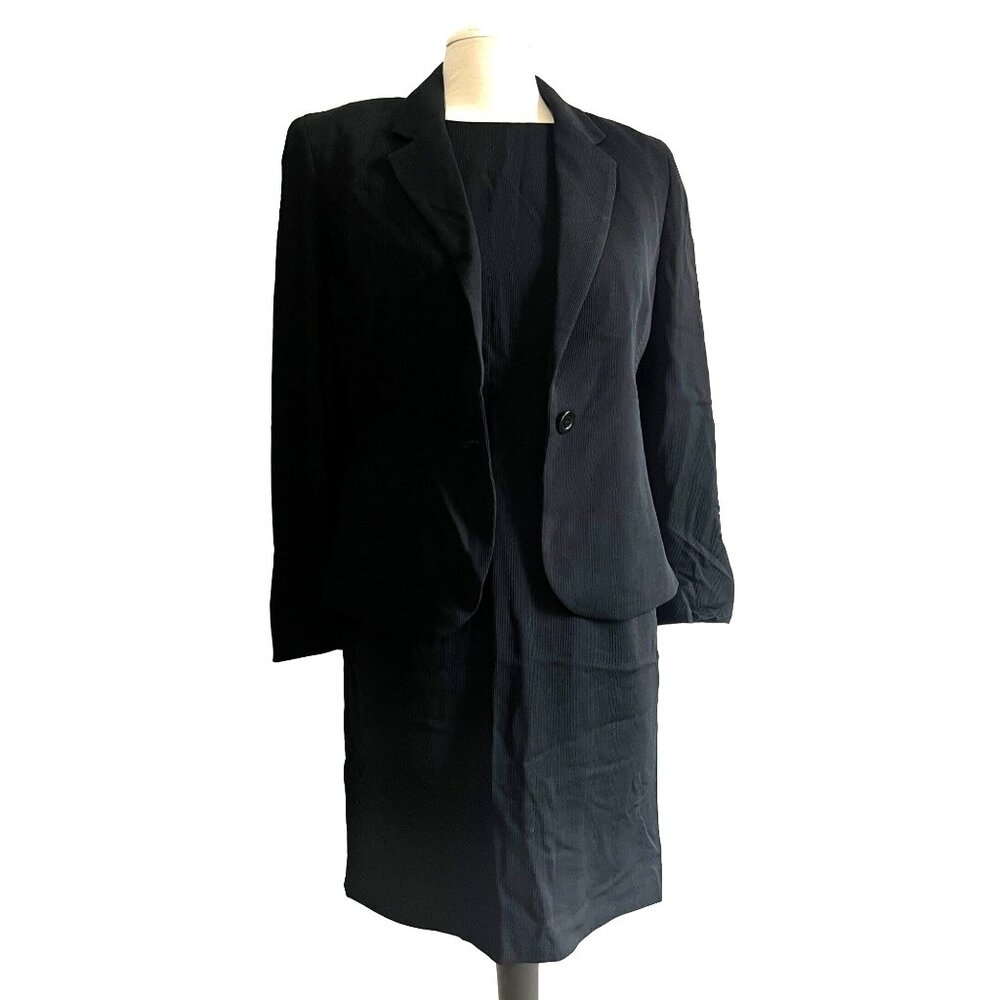 Vintage Garfield & Marks Black Dress Suit Two Piece Sz 4 Womens Classic Textured